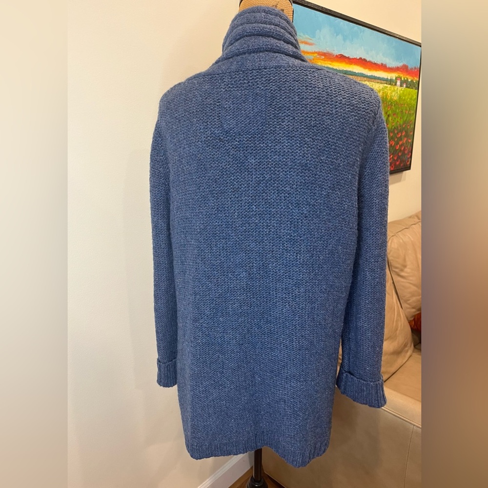 Natural Reflections Wool Blend Knit Cardigan Sweater Open Front Blue Size XL - Picture 7 of 11